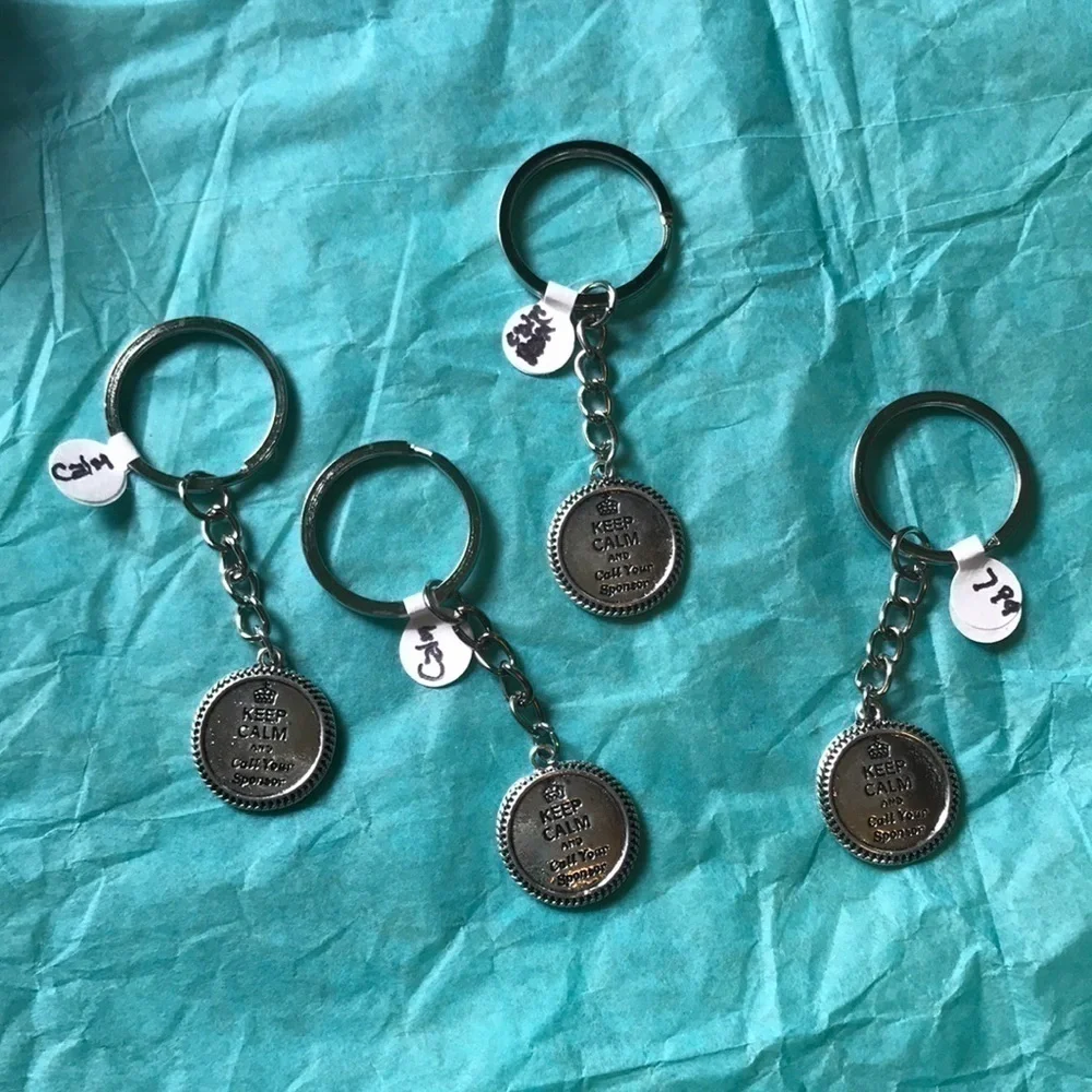𝅺AA/NA/OA Keep Calm and Call Your Sponsor keychain